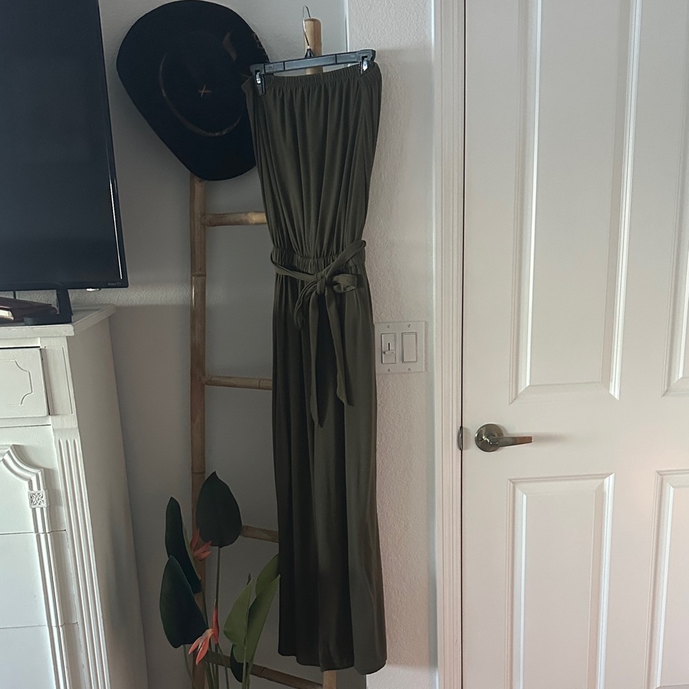 Olive Green Strapless Romper